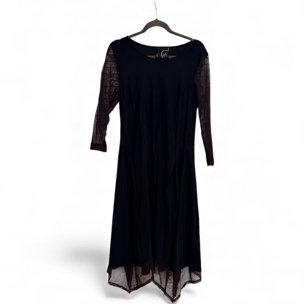 Porto Black Sculptural Mesh Detail Dress Size 3 Boutique Find